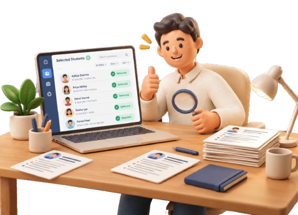 Recruiter reviewing selected students